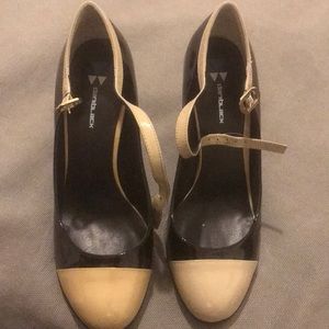 Black and Tan patent leather heels